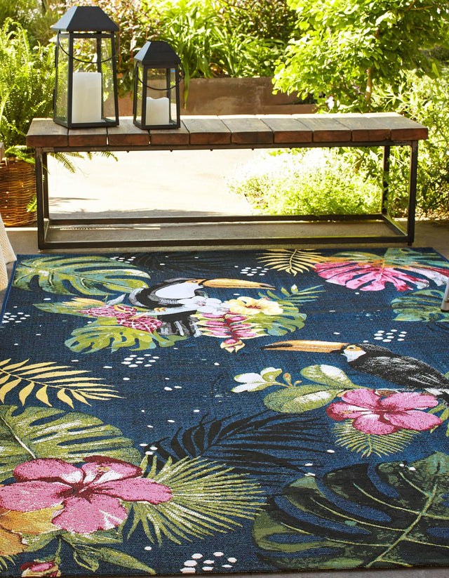 Multicolor 4' x 6' Outdoor Botanical Rectangle Area Rug Weather Resistant for Patio, Deck, Terrace, Balcony, Porch Polypropylene Garden Floral Tropical Carpet for Sale at Rug Engine