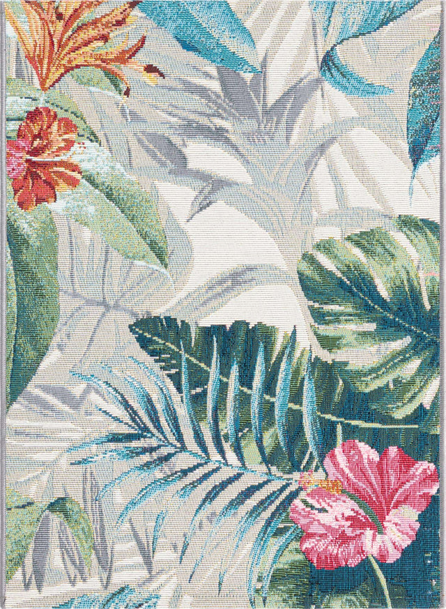 Multicolor 2' x 3' Outdoor Botanical Rectangle Area Rug Weather Resistant for Patio, Deck, Terrace, Balcony, Porch Polypropylene Garden Floral Tropical Carpet for Sale at Rug Engine