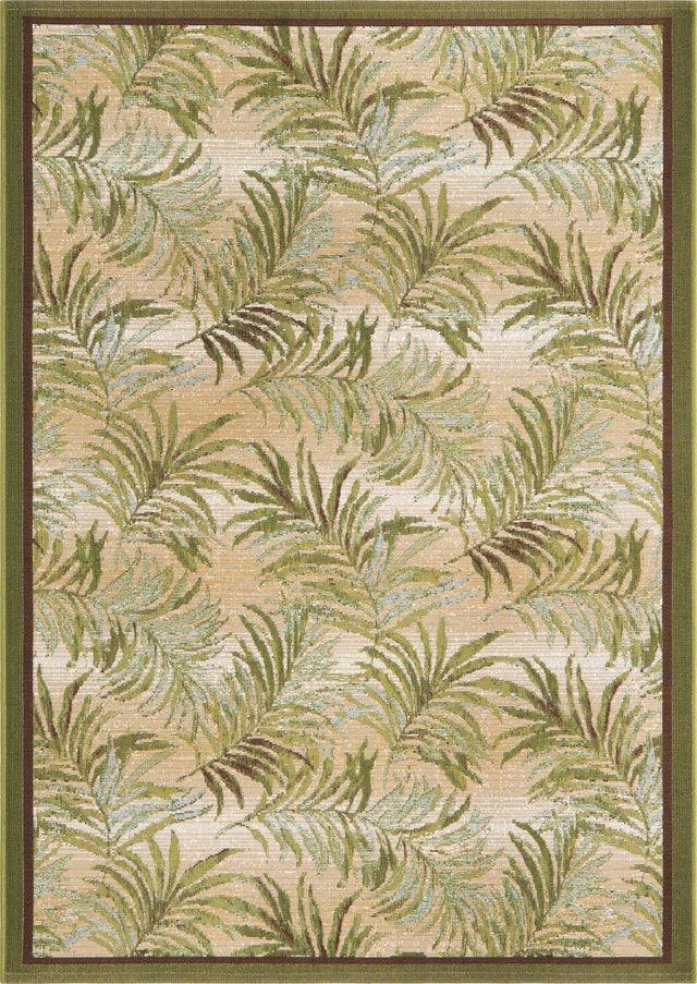 Green 4' x 6' Outdoor Botanical Rectangle Area Rug Weather Resistant for Patio, Deck, Terrace, Balcony, Porch Polypropylene Garden Floral Tropical Carpet for Sale at Rug Engine