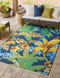 Multicolor 7' 1 x 10' Outdoor Botanical Rectangle Area Rug Weather Resistant for Patio, Deck, Terrace, Balcony, Porch