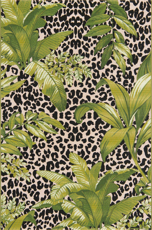 Green 5' 3 x 8' Outdoor Botanical Rectangle Area Rug Weather Resistant for Patio, Deck, Terrace, Balcony, Porch Polypropylene Garden Floral Tropical Carpet for Sale at Rug Engine