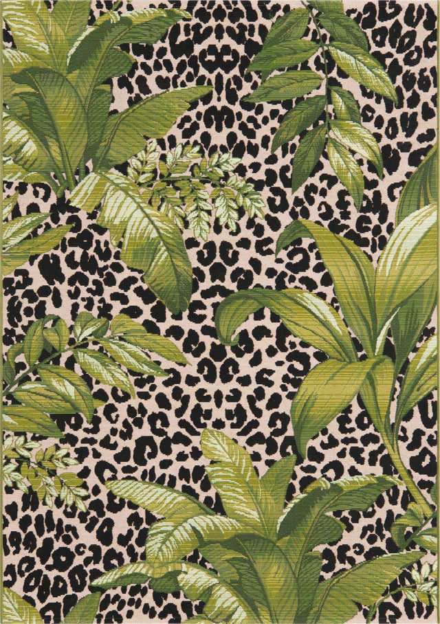 Green 4' x 6' Outdoor Botanical Rectangle Area Rug Weather Resistant for Patio, Deck, Terrace, Balcony, Porch Polypropylene Garden Floral Tropical Carpet for Sale at Rug Engine