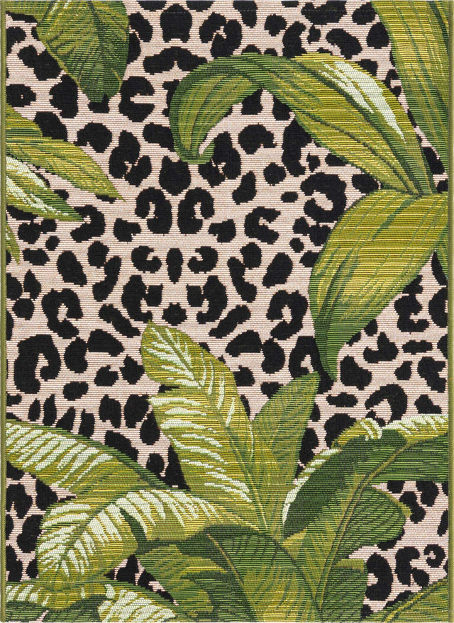 Green 2' x 3' Outdoor Botanical Rectangle Area Rug Weather Resistant for Patio, Deck, Terrace, Balcony, Porch Polypropylene Garden Floral Tropical Carpet for Sale at Rug Engine