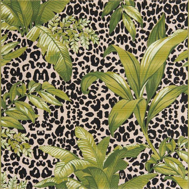 Green 6' x 6' Outdoor Botanical Square Area Rug Weather Resistant for Patio, Deck, Terrace, Balcony, Porch Polypropylene Garden Floral Tropical Carpet for Sale at Rug Engine