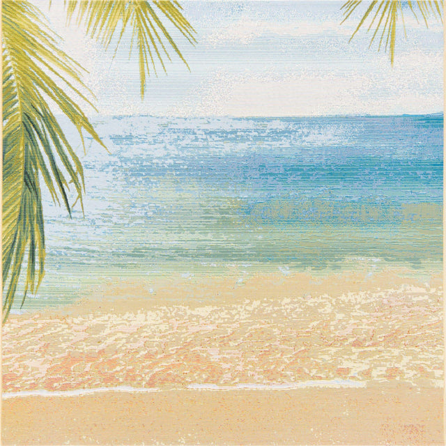 Multicolor 6' x 6' Outdoor Coastal Square Area Rug Weather Resistant for Patio, Deck, Terrace, Balcony, Porch 100% Polypropylene Coastal Decor Carpet for Sale at Rug Engine