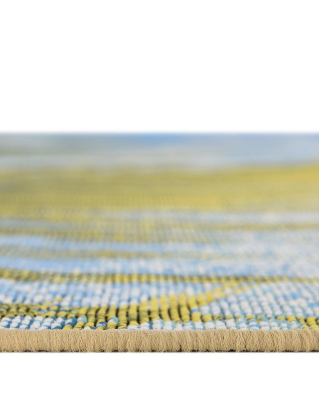 Multicolor 7' 10 x 7' 10 Outdoor Coastal Round Area Rug Weather Resistant for Patio, Deck, Terrace, Balcony, Porch 100% Polypropylene Coastal Decor Carpet for Sale at Rug Engine