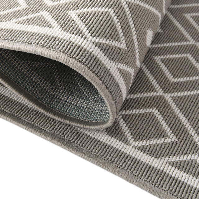 Gray 7' 10 x 7' 10 Outdoor Trellis Square Area Rug Weather Resistant for Patio, Deck, Terrace, Balcony, Porch Geometric Design Water Safe Outside Carpet for Sale at Rug Engine