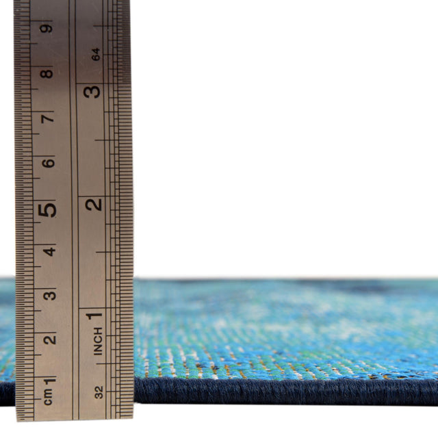 Multicolor 7' 10 x 10' Outdoor Coastal Rectangle Area Rug Weather Resistant for Patio, Deck, Terrace, Balcony, Porch