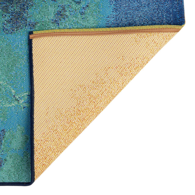 Multicolor 7' 10 x 10' Outdoor Coastal Rectangle Area Rug Weather Resistant for Patio, Deck, Terrace, Balcony, Porch