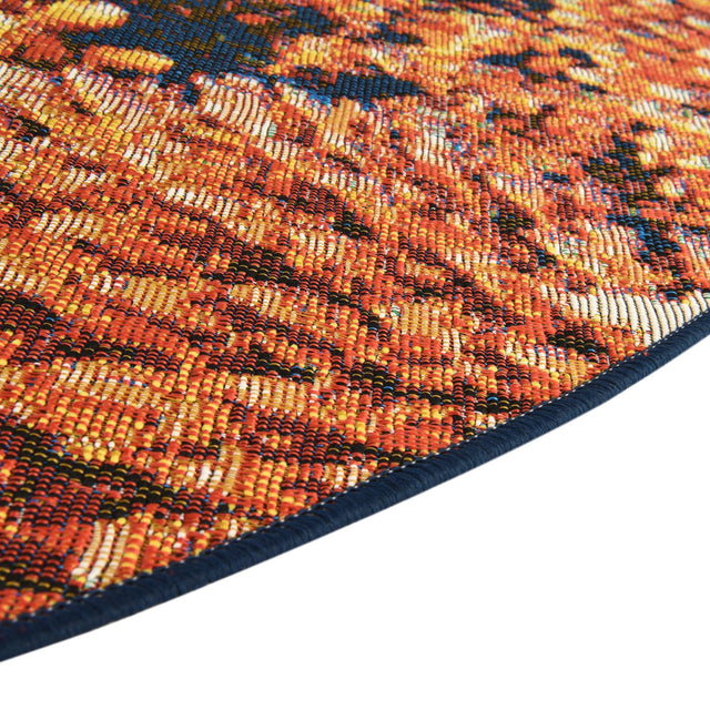 Multicolor 7' 10 x 7' 10 Outdoor Coastal Round Area Rug Weather Resistant for Patio, Deck, Terrace, Balcony, Porch 100% Polypropylene Coastal Decor Carpet for Sale at Rug Engine