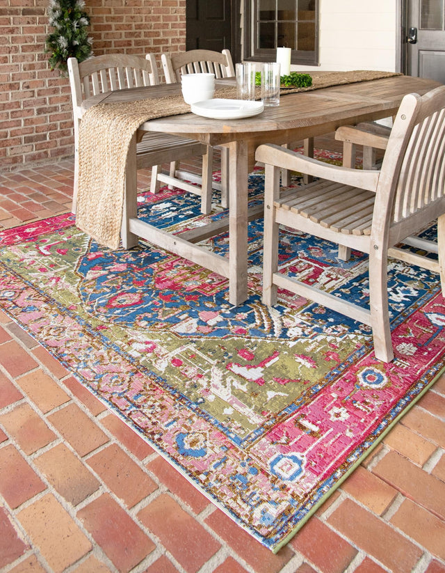 Multicolor 10' x 12' Outdoor Traditional Rectangle Area Rug Weather Resistant for Patio, Deck, Terrace, Balcony, Porch Classical Design Outside Carpet for Sale at Rug Engine