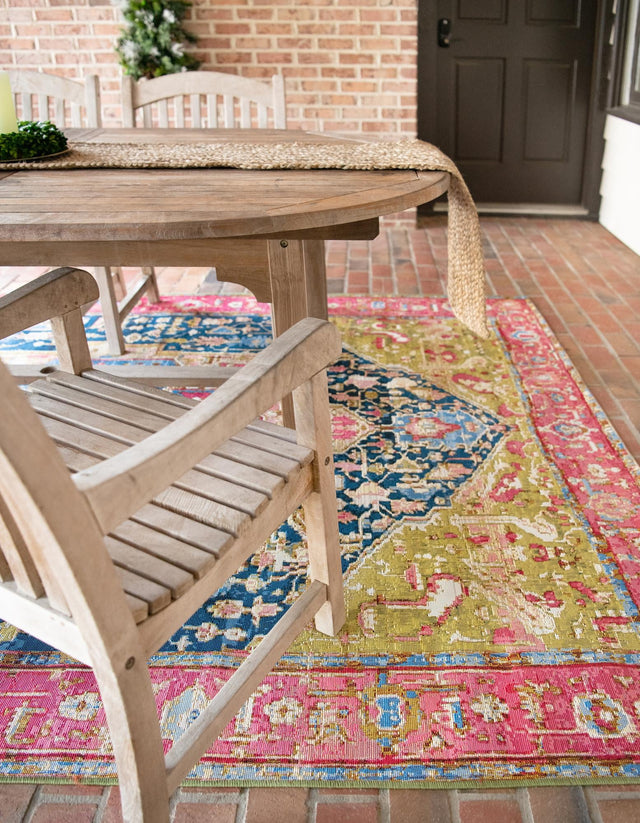 Multicolor 10' x 12' Outdoor Traditional Rectangle Area Rug Weather Resistant for Patio, Deck, Terrace, Balcony, Porch Classical Design Outside Carpet for Sale at Rug Engine
