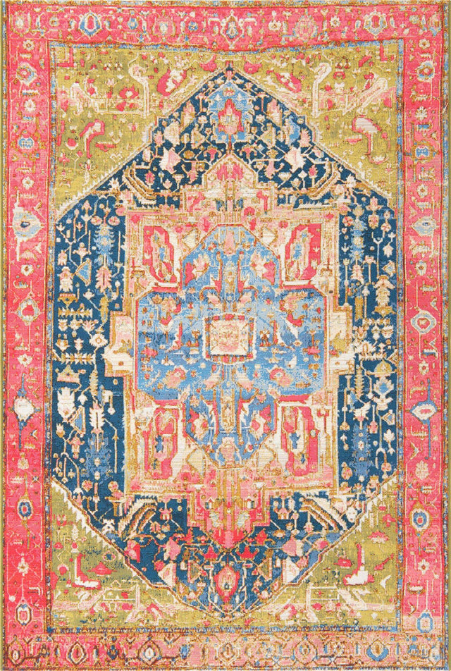 Multicolor 5' 3 x 8' Outdoor Traditional Rectangle Area Rug Weather Resistant for Patio, Deck, Terrace, Balcony, Porch Classical Design Outside Carpet for Sale at Rug Engine