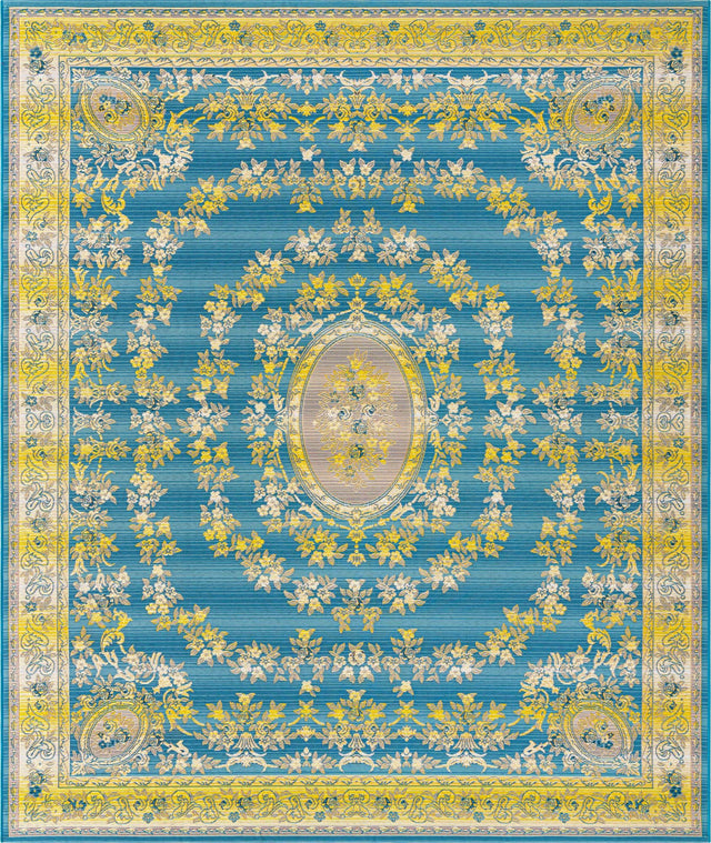Blue 10' x 12' Outdoor Traditional Rectangle Area Rug Weather Resistant for Patio, Deck, Terrace, Balcony, Porch Classical Design Outside Carpet for Sale at Rug Engine