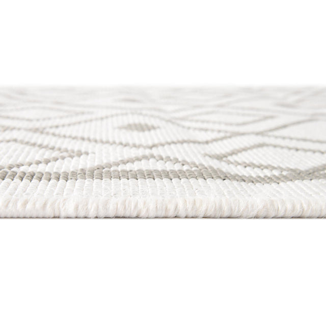 Ivory 7' 10 x 7' 10 Outdoor Trellis Square Area Rug Weather Resistant for Patio, Deck, Terrace, Balcony, Porch Geometric Design Water Safe Outside Carpet for Sale at Rug Engine
