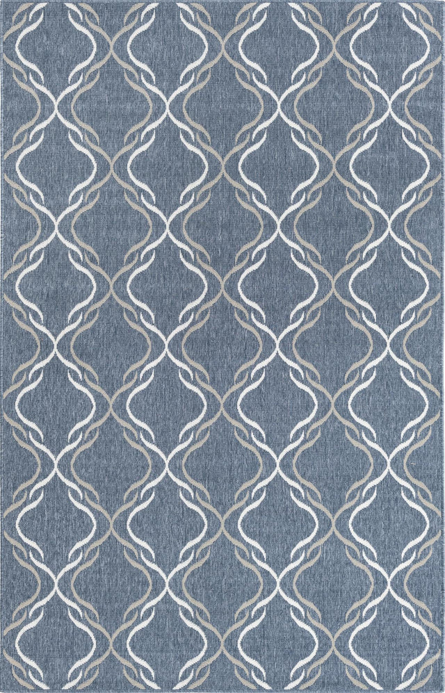 Navy Blue 1' 3 x 1' 3 Outdoor Trellis Sample Area Rug Weather Resistant for Patio, Deck, Terrace, Balcony, Porch Geometric Design Water Safe Outside Carpet for Sale at Rug Engine