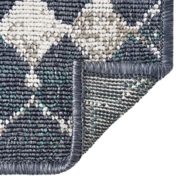 Navy Blue 7' 10 x 7' 10 Outdoor Trellis Square Area Rug Weather Resistant for Patio, Deck, Terrace, Balcony, Porch Geometric Design Water Safe Outside Carpet for Sale at Rug Engine