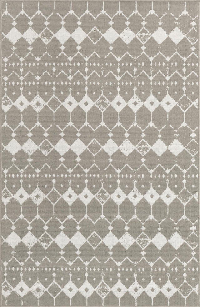 Gray 1' 3 x 1' 3 Outdoor Trellis Sample Area Rug Weather Resistant for Patio, Deck, Terrace, Balcony, Porch Geometric Design Water Safe Outside Carpet for Sale at Rug Engine