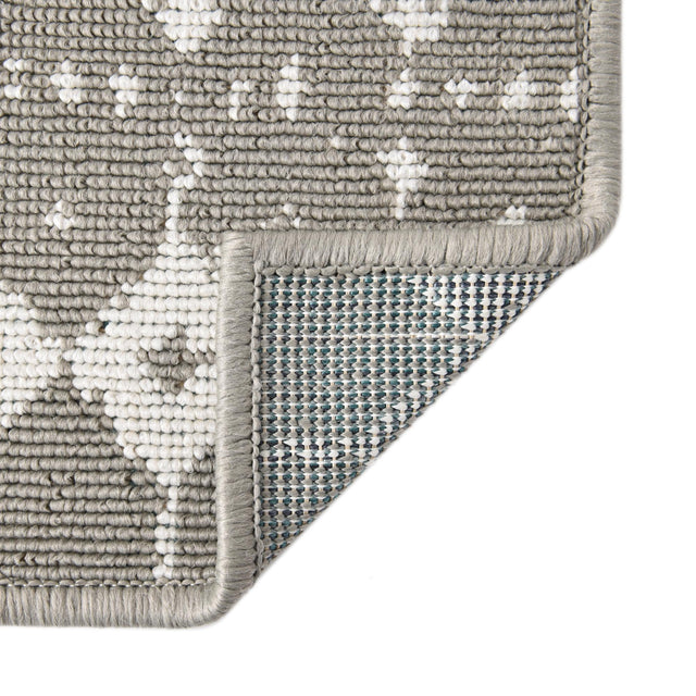 Gray 7' 10 x 7' 10 Outdoor Trellis Square Area Rug Weather Resistant for Patio, Deck, Terrace, Balcony, Porch Geometric Design Water Safe Outside Carpet for Sale at Rug Engine
