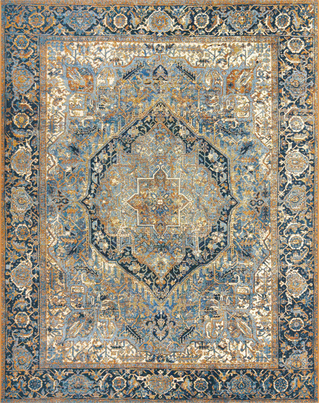 Blue 7' 10 x 10' Outdoor Traditional Rectangle Area Rug Weather Resistant for Patio, Deck, Terrace, Balcony, Porch Classical Design Outside Carpet for Sale at Rug Engine