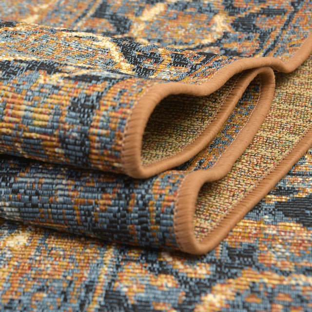 Blue 4' x 6' Outdoor Traditional Rectangle Area Rug Weather Resistant for Patio, Deck, Terrace, Balcony, Porch Classical Design Outside Carpet for Sale at Rug Engine