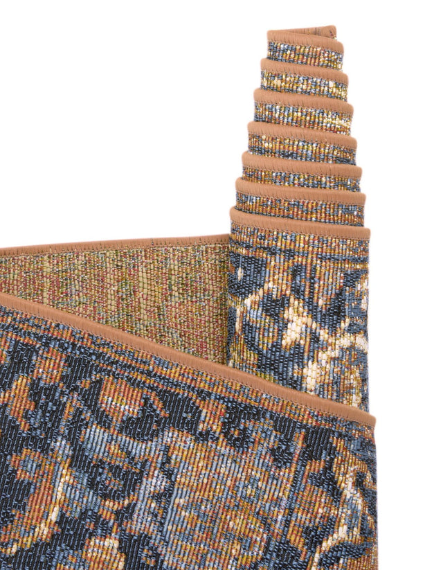 Blue 7' 10 x 7' 10 Outdoor Traditional Round Area Rug Weather Resistant for Patio, Deck, Terrace, Balcony, Porch Classical Design Outside Carpet for Sale at Rug Engine