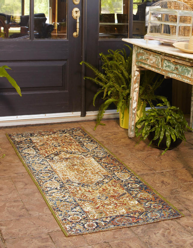Rust Red 2' x 6' Outdoor Traditional Runner Area Rug Weather Resistant for Patio, Deck, Terrace, Balcony, Porch Classical Design Outside Carpet for Sale at Rug Engine
