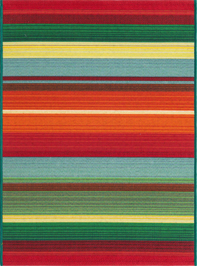 Multicolor 2' x 3' Outdoor Modern Rectangle Area Rug Weather Resistant for Patio, Deck, Terrace, Balcony, Porch