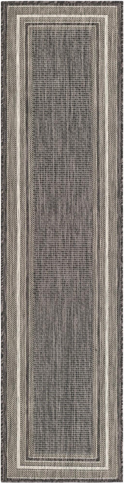 Black 2' x 8' Outdoor Border Runner Area Rug Weather Resistant for Patio, Deck, Terrace, Balcony, Porch 100% Polypropylene Classic Bordered Carpet for Sale at Rug Engine