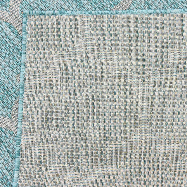 Aquamarine 5' 3 x 5' 3 Outdoor Trellis Square Area Rug Weather Resistant for Patio, Deck, Terrace, Balcony, Porch Geometric Design Water Safe Outside Carpet for Sale at Rug Engine