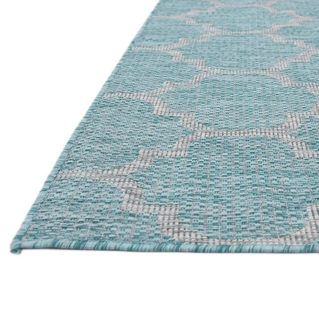 Aquamarine 7' 10 x 7' 10 Outdoor Trellis Octagon Area Rug Weather Resistant for Patio, Deck, Terrace, Balcony, Porch Geometric Design Water Safe Outside Carpet for Sale at Rug Engine