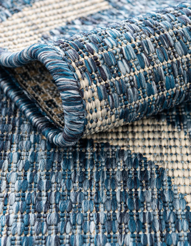 Navy Blue 7' 10 x 7' 10 Outdoor Trellis Octagon Area Rug Weather Resistant for Patio, Deck, Terrace, Balcony, Porch Geometric Design Water Safe Outside Carpet for Sale at Rug Engine