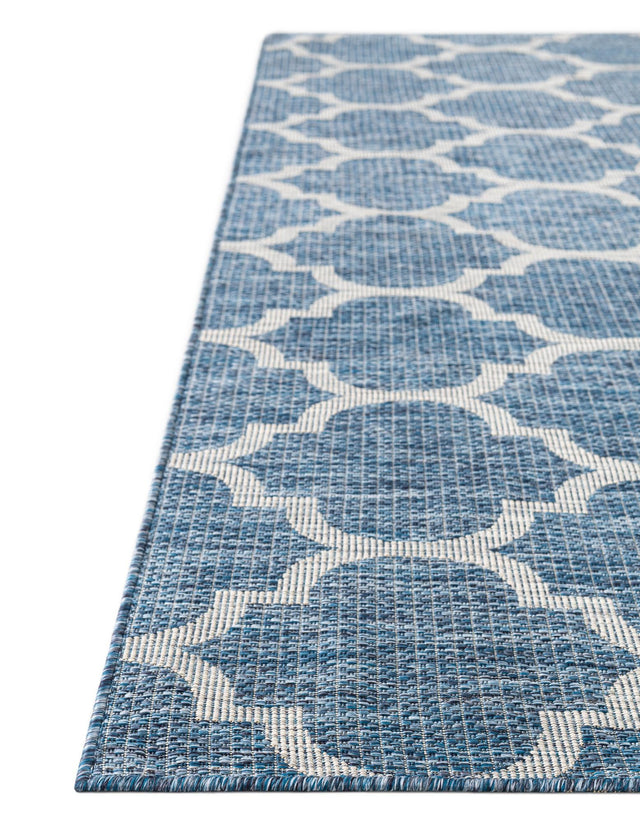 Navy Blue 7' 10 x 7' 10 Outdoor Trellis Octagon Area Rug Weather Resistant for Patio, Deck, Terrace, Balcony, Porch Geometric Design Water Safe Outside Carpet for Sale at Rug Engine