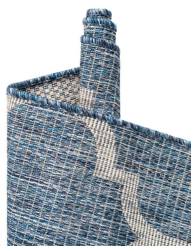 Navy Blue 7' 10 x 7' 10 Outdoor Trellis Octagon Area Rug Weather Resistant for Patio, Deck, Terrace, Balcony, Porch Geometric Design Water Safe Outside Carpet for Sale at Rug Engine