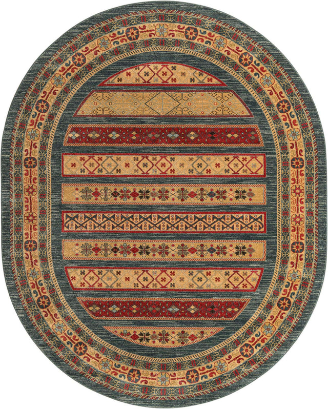 Blue 8' x 10' Fars Oval Area Rug 100% Polypropylene Unique Traditional Carpet for Classical Living, Dining Room & Office Spaces for Sale at Rug Engine