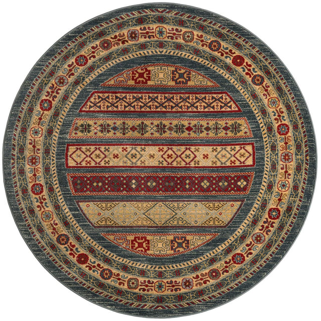 Blue 5' 1 x 5' 1 Fars Round Area Rug 100% Polypropylene Unique Traditional Carpet for Classical Living, Dining Room & Office Spaces for Sale at Rug Engine