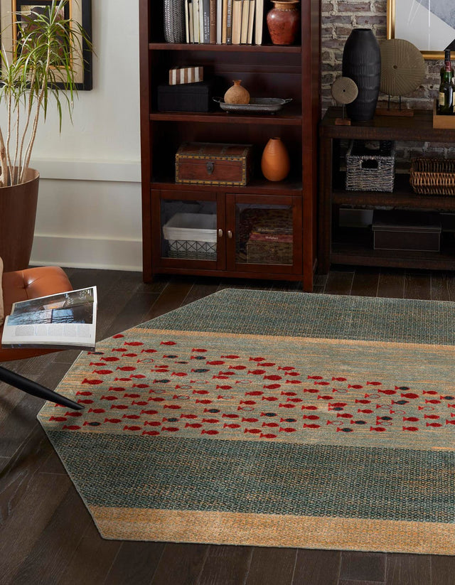 Blue 7' 1 x 7' 1 Fars Octagon Area Rug 100% Polypropylene Unique Traditional Carpet for Classical Living, Dining Room & Office Spaces for Sale at Rug Engine