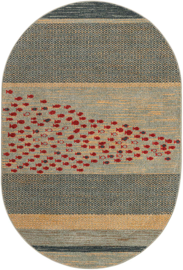Blue 4' 1 x 6' 1 Fars Oval Area Rug 100% Polypropylene Unique Traditional Carpet for Classical Living, Dining Room & Office Spaces for Sale at Rug Engine