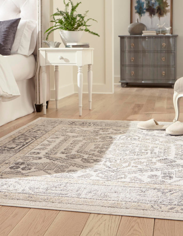 Ivory 6' x 6' Aurelia Square Area Rug 100% Polypropylene & Jute Backing Living Dining Room Bedroom Office Traditional Carpet for Sale at Rug Engine