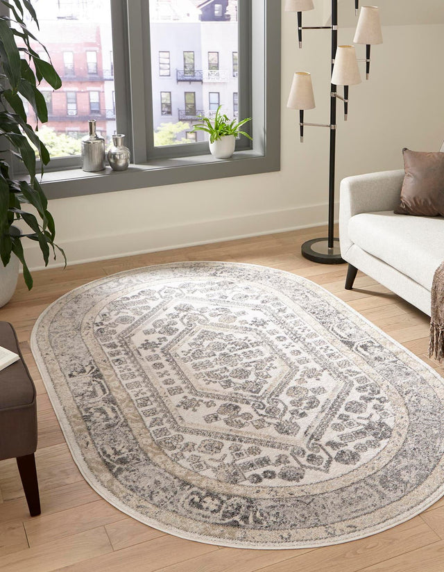 Ivory 4' x 6' Aurelia Oval Area Rug 100% Polypropylene & Jute Backing Living Dining Room Bedroom Office Traditional Carpet for Sale at Rug Engine