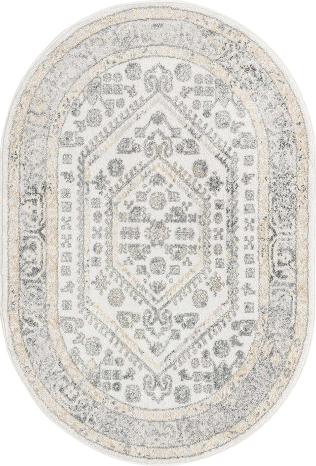 Ivory 4' x 6' Aurelia Oval Area Rug 100% Polypropylene & Jute Backing Living Dining Room Bedroom Office Traditional Carpet for Sale at Rug Engine