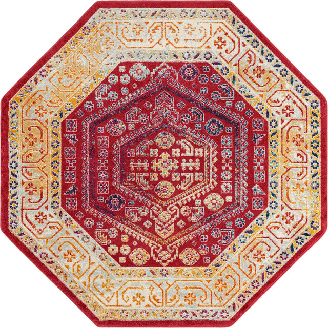 Magenta 7' x 7' Aurelia Octagon Area Rug 100% Polypropylene & Jute Backing Living Dining Room Bedroom Office Traditional Carpet for Sale at Rug Engine
