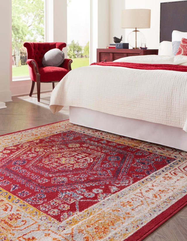 Magenta 4' x 4' Aurelia Square Area Rug 100% Polypropylene & Jute Backing Living Dining Room Bedroom Office Traditional Carpet for Sale at Rug Engine