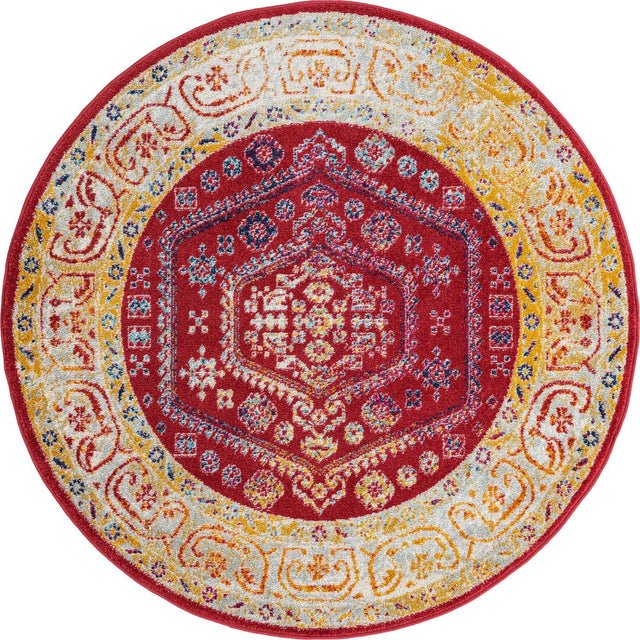 Magenta 5' x 5' Aurelia Round Area Rug 100% Polypropylene & Jute Backing Living Dining Room Bedroom Office Traditional Carpet for Sale at Rug Engine