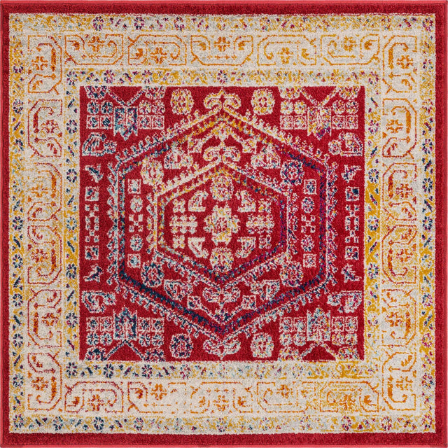 Magenta 4' x 4' Aurelia Square Area Rug 100% Polypropylene & Jute Backing Living Dining Room Bedroom Office Traditional Carpet for Sale at Rug Engine