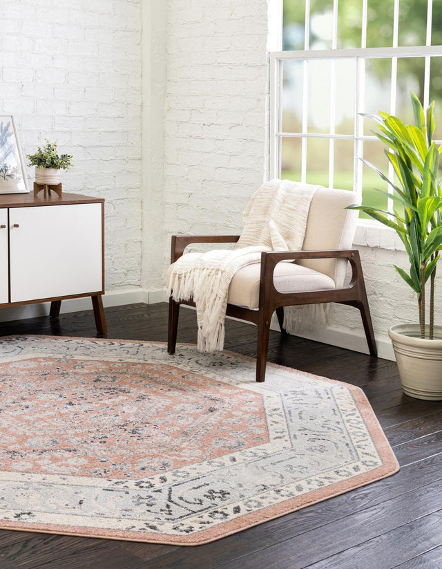 Rose 7' x 7' Aurelia Octagon Area Rug 100% Polypropylene & Jute Backing Living Dining Room Bedroom Office Traditional Carpet for Sale at Rug Engine
