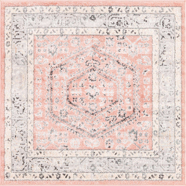 Rose 4' x 4' Aurelia Square Area Rug 100% Polypropylene & Jute Backing Living Dining Room Bedroom Office Traditional Carpet for Sale at Rug Engine