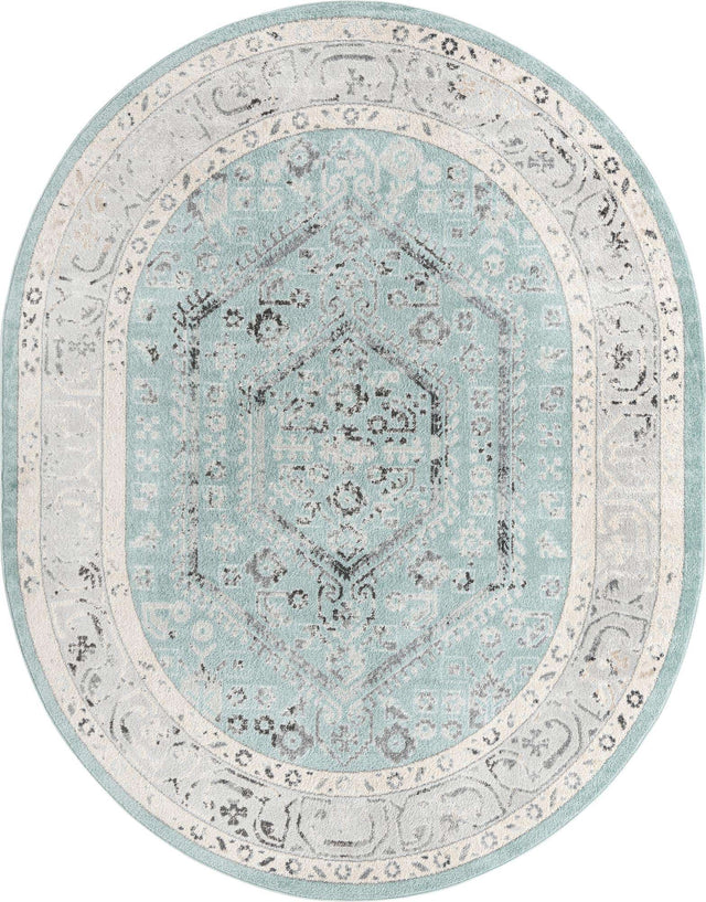 Aqua 7' 10 x 10' Aurelia Oval Area Rug 100% Polypropylene & Jute Backing Living Dining Room Bedroom Office Traditional Carpet for Sale at Rug Engine