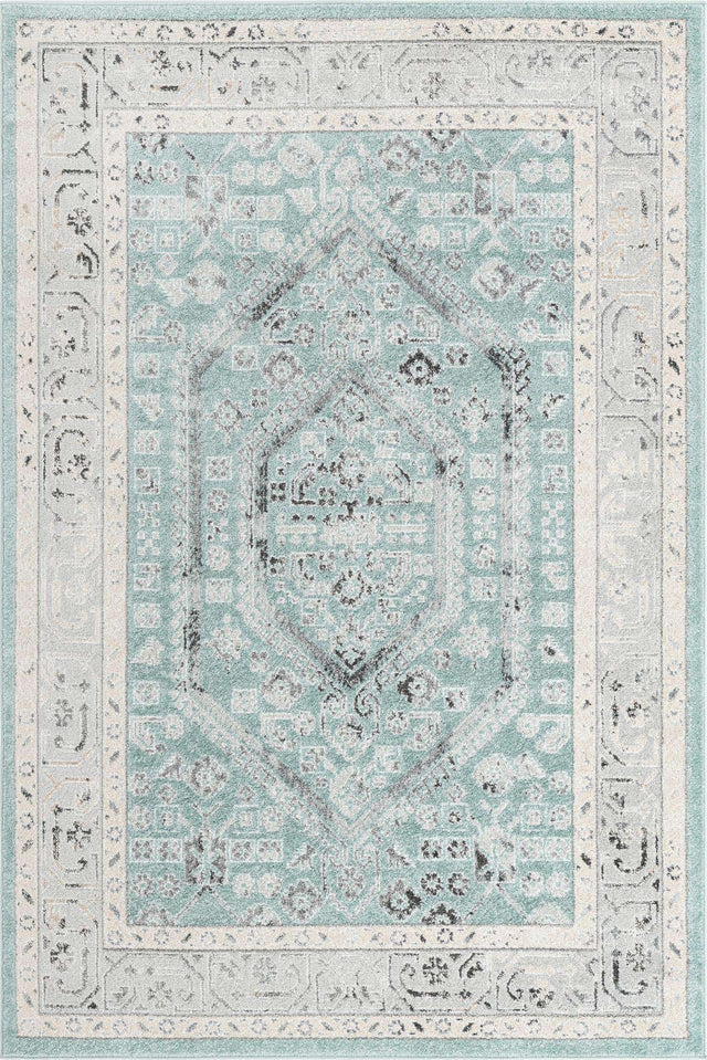 Aqua 6' x 9' Aurelia Rectangle Area Rug 100% Polypropylene & Jute Backing Living Dining Room Bedroom Office Traditional Carpet for Sale at Rug Engine