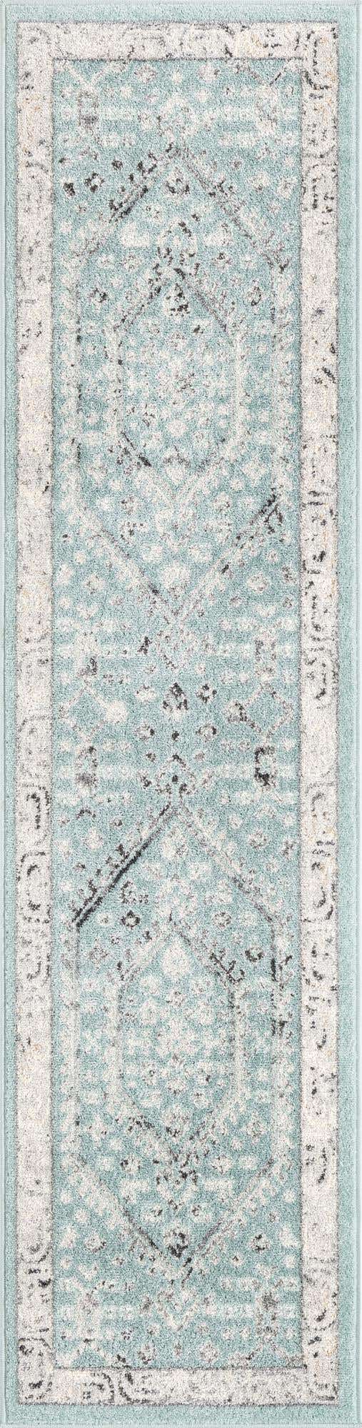 Aqua 2' x 8' Aurelia Runner Area Rug 100% Polypropylene & Jute Backing Living Dining Room Bedroom Office Traditional Carpet for Sale at Rug Engine